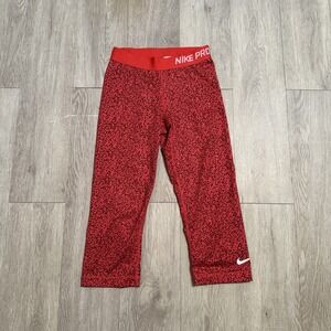 Nike Pro Women's Leggings Small Red Compression Dri-Fit Workout